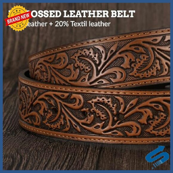 Leather Western Belt with Removable Buckle, 1.5\